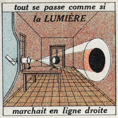 Ljusutbredning: Allt händer som om ljuset gick i en rak linje. Anonym illustration från 1925. Privat samling. av Anonymous Anonymous