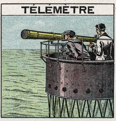 Ljusreflexion: telemetern som används för navigering. Anonym illustration från 1925. Privat samling. av Anonymous Anonymous