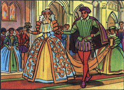 Äktenskap mellan Marie Iere Stuart (1542-1587) och Francois II (1544-1560) 1558. Anonym illustration i "" Samling av Frankrikes suveräner och statsöverhuvuden"". 1900-talet. Privat samling. av Anonymous Anonymous