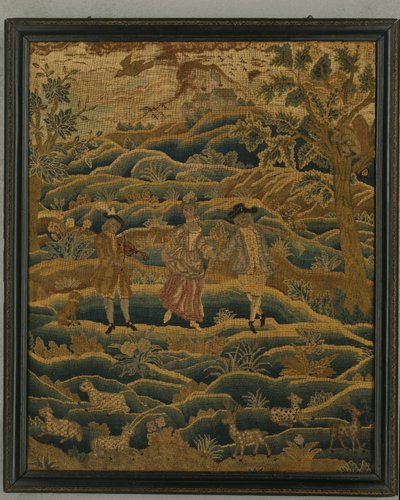Handarbetsbild, ca 1750 (ull, siden och duk) av Anonymous Anonymous