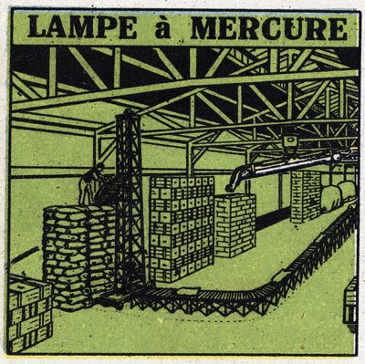 Nya gasegenskaper: kvicksilverlampa. Anonym illustration av 1925. Privat samling. av Anonymous Anonymous