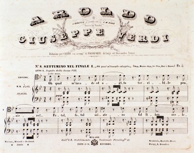 Sida med partitur av Aroldo-operan av Giuseppe Verdi av Anonymous Anonymous