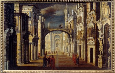 Perspektiv interiör Målning av Francois de Nome (Monsu Desiderio) (1593-1644) 1600-talet sön. 0,51x0,81m Orleans, Musee des Beaux Arts av Anonymous Anonymous