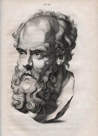 Physiognomy - Physiognomony - den grekiske filosofen Sokrates (ca 469 f.Kr.-399 f.Kr.) (Byst av Sokrates (ca 469 f.Kr.-399 f.Kr.), atensk filosof) gravyr från 1808 i "Konsten att känna människor genom fysiognomi"" av Johann Gaspar. (Gaspard) Lavater (1841- av Anonymous Anonymous