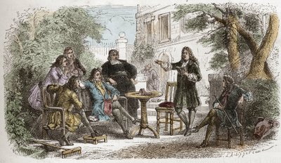 Pierre Corneille (1606-1684) - Corneille läser för Ludvig XIV - gravyr från "" Frankrikes historia berättad för mina barnbarn""" - av Francois Guizot - 1872-1876 av Anonymous Anonymous