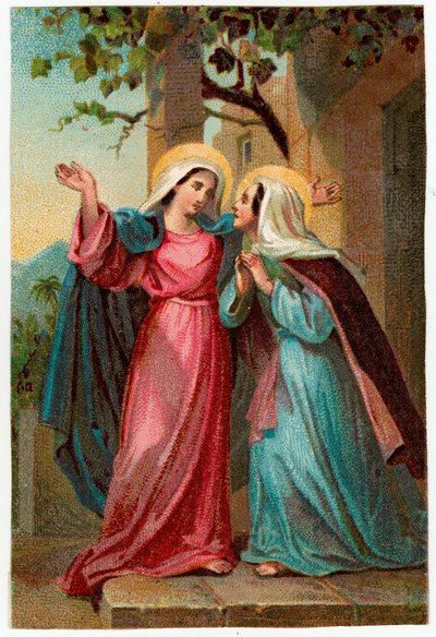 Fromma bild: The Visitation of Mary to Elizabeth (kromolitografi) av Anonymous Anonymous
