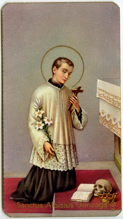 Fromma bild: Aloysius Gonzaga dyrkar korset (tryck) av Anonymous Anonymous