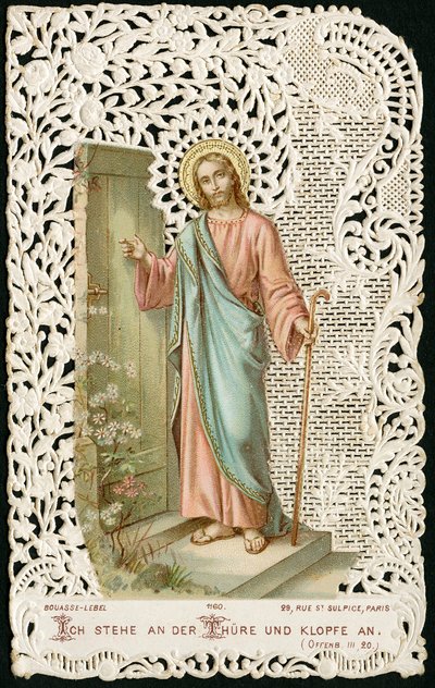 Fromma bild: Jesus knackar på dörren (kromolitografi) av Anonymous Anonymous