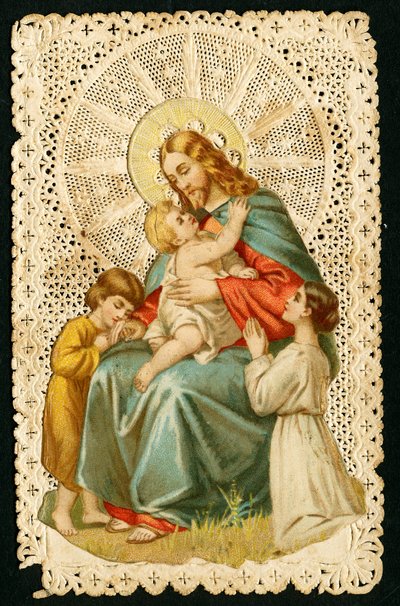 Fromma bild: Jesus med barn (kromolitografi) av Anonymous Anonymous