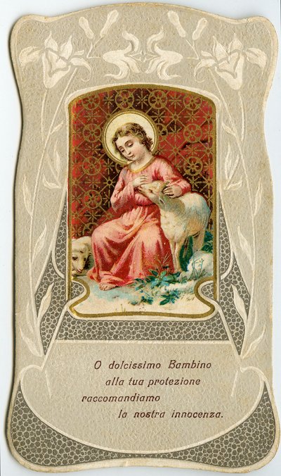 Fromma bild: Jesus med två lamm (kromolitografi) av Anonymous Anonymous