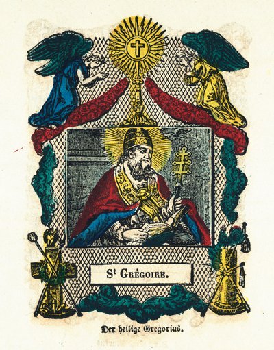 Fromma bild: Saint Gregoire I den store. Gravyr av 1800-talets Privatsamling av Anonymous Anonymous