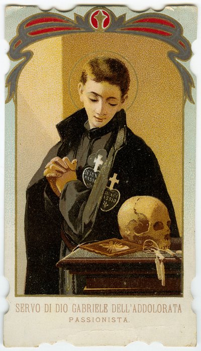 Fromma bild: St Gabriel of Our Lady of Sorrows, italiensk passionerad präststudent (kromolitografi) av Anonymous Anonymous