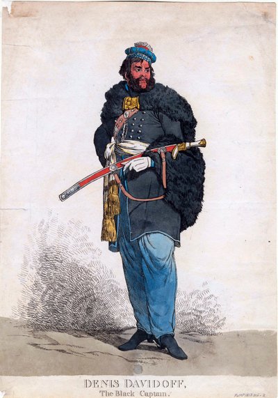 ""Porträtt av Denis Davydov (Davidoff) (1784-1839)"" Anonym gravyr 1813 Dim 32,7x23 cm Privat samling av Anonymous Anonymous