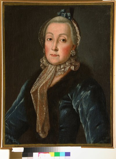 Porträtt av grevinnan Anna Danilova Trubetskaya (1710-1780), född Drutskaya Sokolinskaya - Anonym målning, olja på duk (60x46,5 cm), andra hälften av 1700-talet - (Porträtt av grevinnan Anna Danilovna Trubetskaya, född Drutskaya-Sokolinskaya, Oil av Anonymous Anonymous
