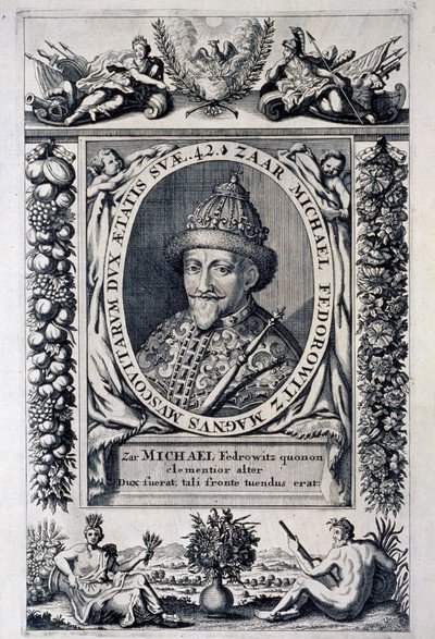 Porträtt av tsar Michel I Feodorovich av Ryssland (Michel Feodorovitch Romanov av Anonymous Anonymous
