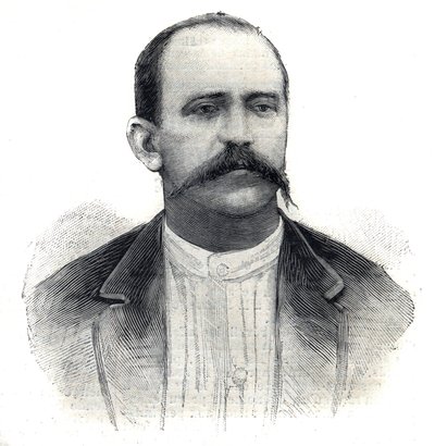Porträtt av Albert Nebout, fransk upptäcktsresande i Afrika. Gravyr i "" Le Peute Parisien"" av Anonymous Anonymous