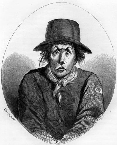 Porträtt av Antoine Simon (1736-1794) skomakare och fransk revolutionär väktare av Ludvig XVII vid templet 1793 - Gravyr från 1863 i "Den röda boken - Histoire De L