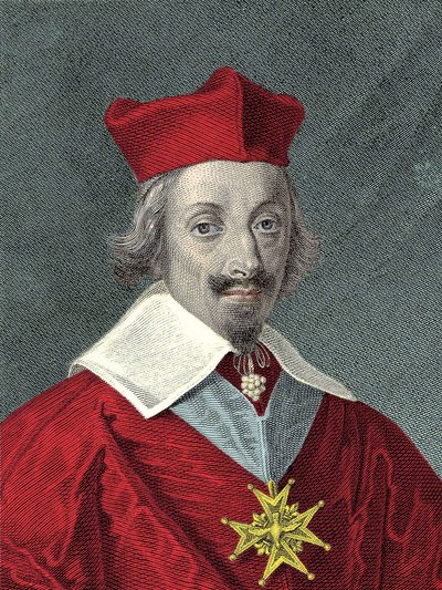 Porträtt av Armand Jean Du Plessis, kardinal De Richelieu (1585-1642) Plåt och fransk politiker av Anonymous Anonymous