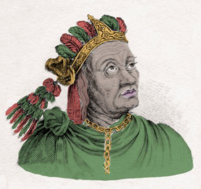 Porträtt av Atahualpa (1502-1533), Inkarikets siste kejsare. Gravyr av 1800-talet. Milanese av Anonymous Anonymous