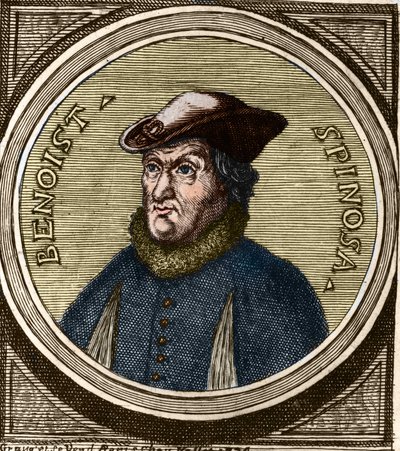 Porträtt av Baruch Spinoza (1632-1677), holländsk filosof, även känd som Bento de Espinosa eller Benedictus de Spinoza eller Benoit de Spinoza. Gravyr från 1600-talet av Anonymous Anonymous