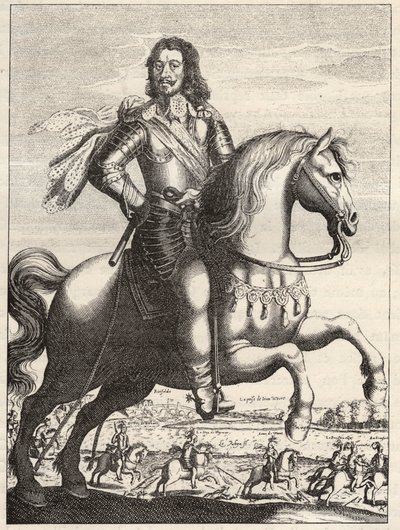 Porträtt av Bernard av Sachsen Weimar (Sachsen-Weimar) (1604-1639) med representation av tillfångatagandet av Johannes av Werth av hertig Bernard och hertig av Rohan. Gravyr från 1600-talet. Privat samling. av Anonymous Anonymous