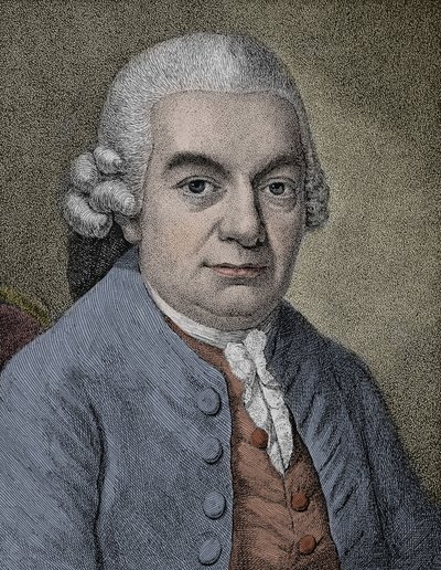 Porträtt av Carl Philipp Emanuel Bach (Emmanuel) (1714 - 1788), tysk kompositör (gravyr) av Anonymous Anonymous