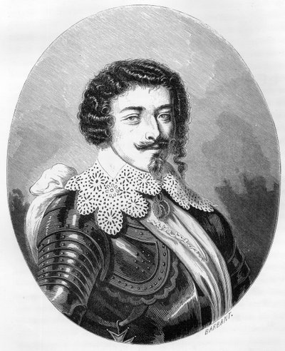 Porträtt av hertig Henrik II av Montmorency (Montmorenci) (1595-1632) - Gravyr från 1863 i "Le Livre Rouge - Histoire De L