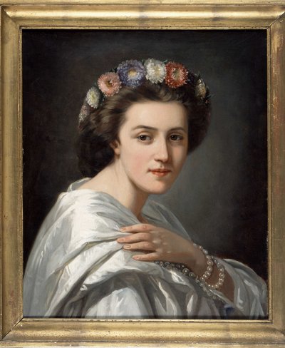 Porträtt av Eleonora Duse (1858-1924), italiensk komiker. Anonym målning från slutet av 1800-talet. Privat samling. av Anonymous Anonymous