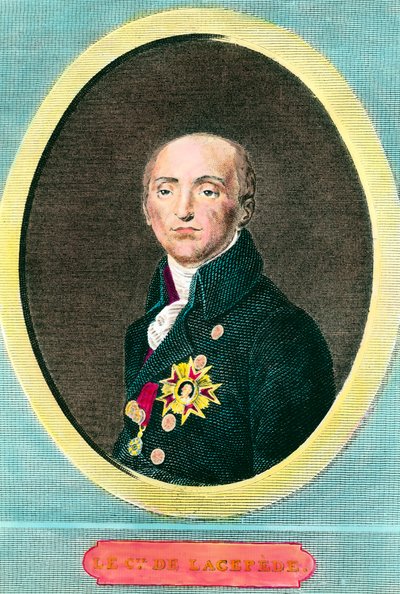 Porträtt av Etienne de La Ville, greve De Lacepede (1756-1825), fransk naturforskare. Anonym gravyr av Anonymous Anonymous