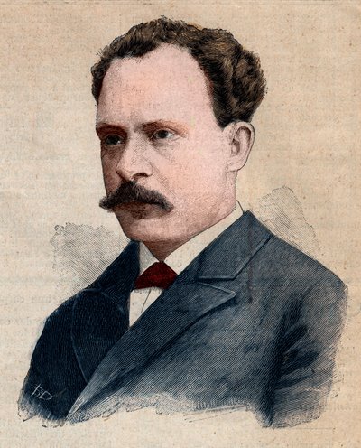 Porträtt av Eugene Turpin (1848-1927), kemist specialiserad på sprängämnen. Gravyr i "" Le petit Parisien"" från 1891. Privat samling. av Anonymous Anonymous