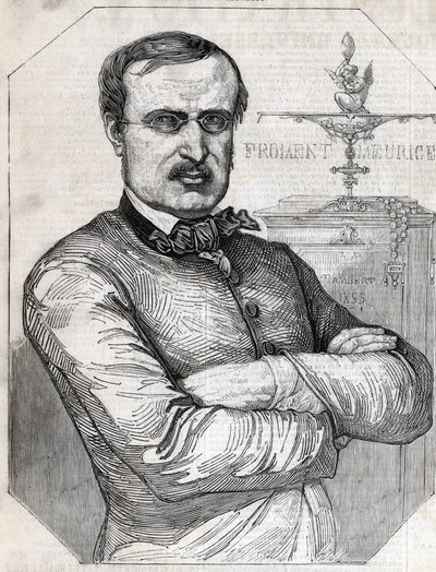 Porträtt av Francois-Desire Froment-Meurice (Francois Desire Froment Meurice) (1802-1855) Fransk guldfisk. Gravyr från 1855. Privat samling. av Anonymous Anonymous