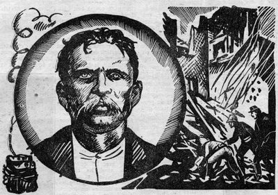 Porträtt av Francois Claudius Koenigstein dit Ravachol (1859-1892), terrorist och anarkist. Illustration hämtad från "" Le petit journal illustrious"" 1931 av Anonymous Anonymous