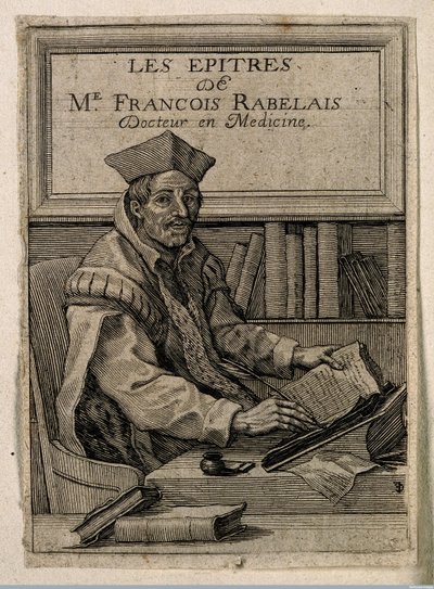 Porträtt av Francois Rabelais (1494-1553), Anonym. Koppargravyr av Anonymous Anonymous