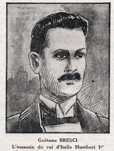 Porträtt av Gaetano Bresci (1869-1901), italiensk anarkist som mördade kung Humbert 1:a (Umberto I) av Anonymous Anonymous