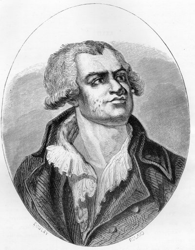 Porträtt av Georges Danton (1759 - 1794) talare och politiker - Gravyr från 1863 i "Den röda boken - Histoire De L