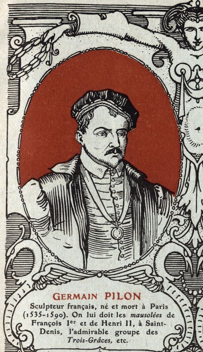 Porträtt av Germain Pilon (1535-1590), fransk skulptör. Gravyr från 1914. Privat samling. av Anonymous Anonymous