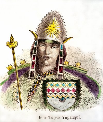 Porträtt av inkakejsaren Tupac Yupanqui (regnant från 1471-1493). 1800-talsgravyr Privat samling av Anonymous Anonymous