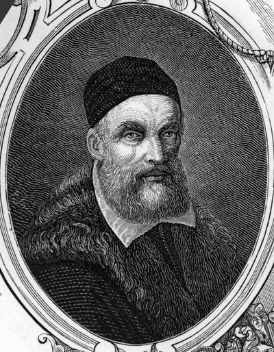 Porträtt av Jacopo eller Giacomo Bassano (1518-1592) italiensk målare. Gravyr av 1859 i "" gallerierna i Europa - Italien "" av armengaud. Privat samling. av Anonymous Anonymous