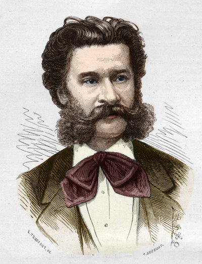 Porträtt av Johann II Strauss Jr. (1825-1899), österrikisk musiker. av Anonymous Anonymous