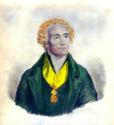 Porträtt av Joseph De Maistre (1753-1821) politiker, filosof, magistrat och historiker (med insignier av Saints Maurice och Lazarus orden), Privee Collection av Anonymous Anonymous