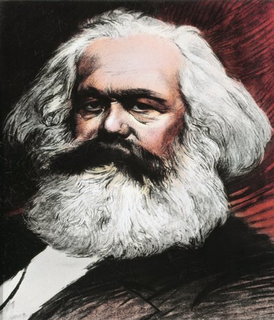 Porträtt av Karl Marx, tysk filosof, ekonom och revolutionär (gravyr av Anonymous Anonymous
