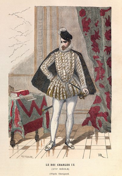 Porträtt av kung Karl IX (1550 - 1574) - Porträtt av kung Karl IX - privat samling av Anonymous Anonymous