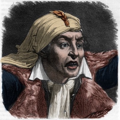 Porträtt av Marat (1743-1793) - porträtt av Jean-Paul (Jean Paul) Marat (1743-1793) politiker, fransk journalist - Gravyr i "Histoire des Girondins" av Alphonse de Lamartine (1790-1869) 1865-1866 - Privat samling av Anonymous Anonymous