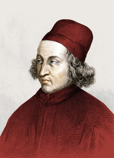 Porträtt av Marsilio Ficino, dit en francais Marsile Ficin (1433 - 1499), gravyr från 1700-talet. av Anonymous Anonymous