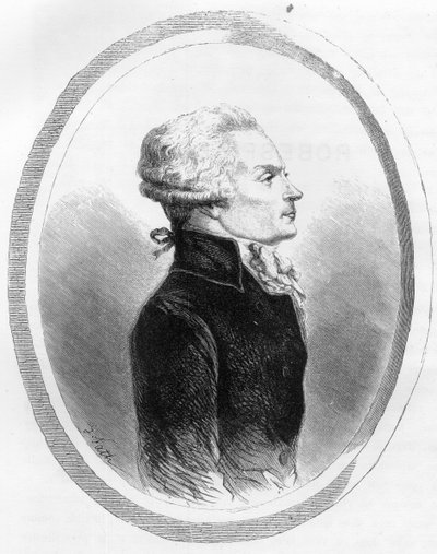Porträtt av Maximilian av Robespierre (1758-1794) politiker - Gravyr från 1863 i "Den röda boken - Histoire De L