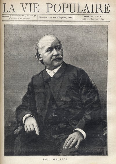 Porträtt av Paul Meurice (1818-1905), fransk författare. Gravyr i "Populärt liv"" av Anonymous Anonymous