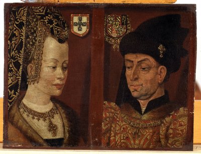 Porträtt av Filip den gode och Isabella av Portugal, ca 1550 (olja på pannå) av Anonymous Anonymous