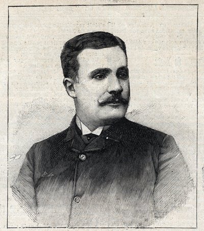 Porträtt av Pierre Decourcelle, fransk författare (1856-1926). Gravyr i "" Le Petro Parisien"" av Anonymous Anonymous