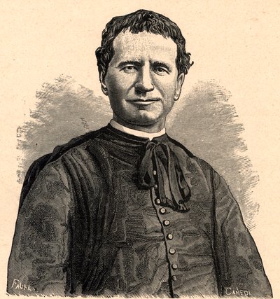 Porträtt av Saint John Bosco eller Don Bosco (Giovanni Melchior Bosco) (1815-1888) 1800-talet (gravyr) av Anonymous Anonymous
