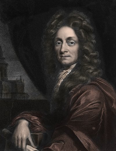 Porträtt av Sir Christopher Wren, engelsk arkitekt (1632-1723). av Anonymous Anonymous